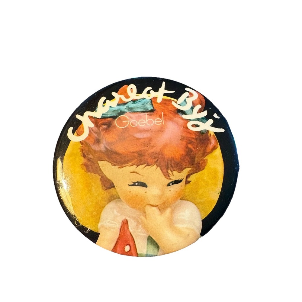 Vtg 1984 Goebel Charlot Byj Button Pin Back Button Badge 3" Figurine